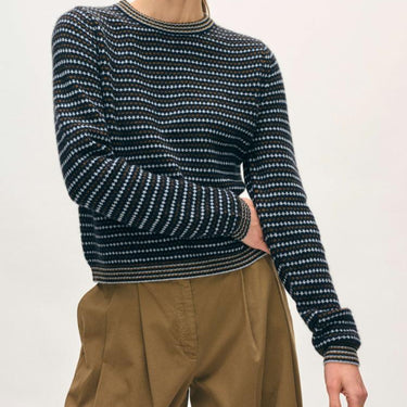 White + Warren Cashmere Textured Stripe Crew