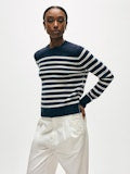 White + Warren Cashmere Striped Crewneck