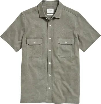 Billy Reid Short Sleeve Hemp Cotton Knit Shirt