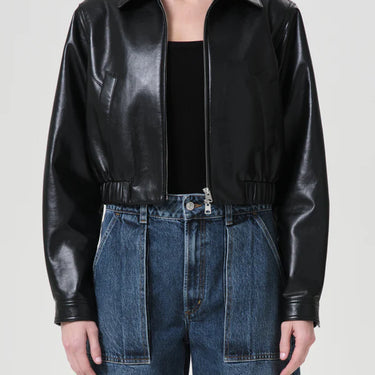 AGOLDE Essie Recycled Leather Cropped Jacket