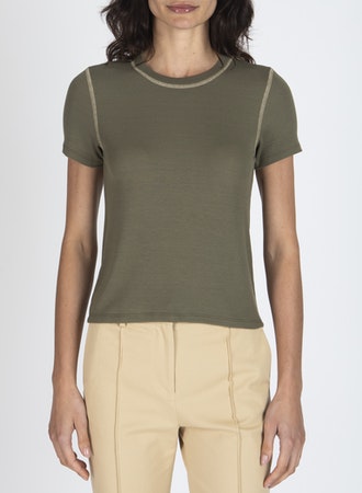 ATM Modal Rib Short Sleeve Contrast Stitch Top