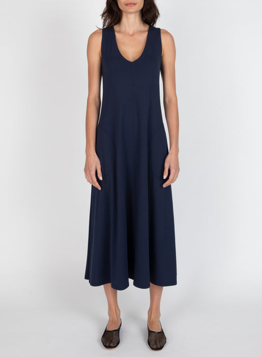 ATM Matte Jersey Deep V-Neck Dress