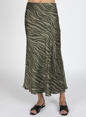 ATM Silk Charmeuse Zebra Stripe Maxi Skirt