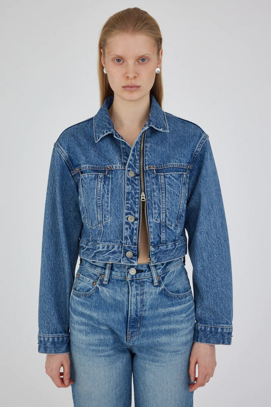 Moussy Vintage Bayview Zip Cropped Jean Jacket