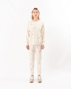 The GREAT The Stadium Sweatpant with Embroidered Roses