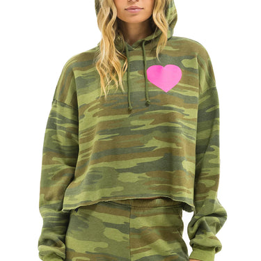 Aviator Nation Heart Relaxed Cropped Pullover Hoodie