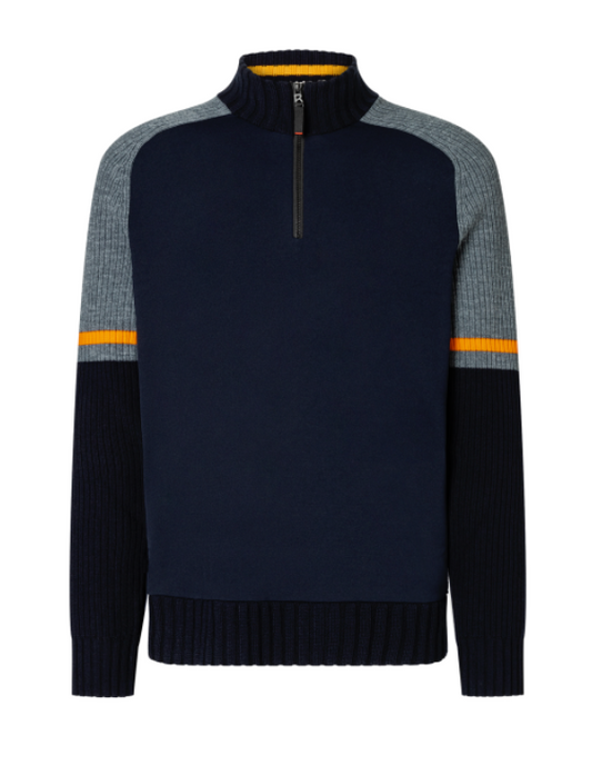 BOGNER FIRE + ICE Vades hybrid half-zippered sweater in blue