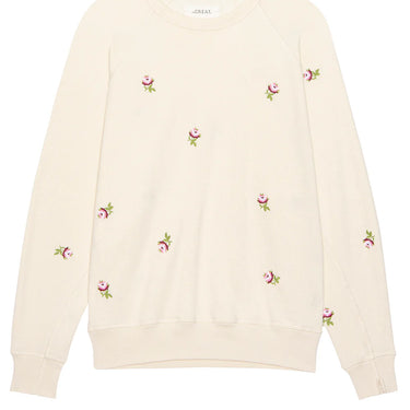 The GREAT The College Sweatshirt with Embroidered Roses