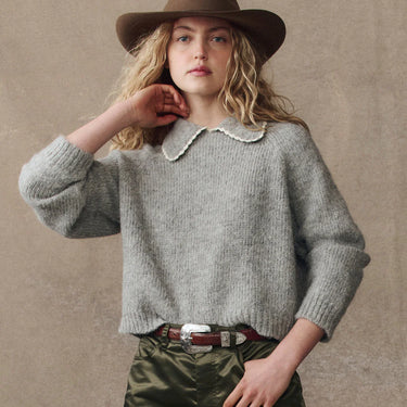 The GREAT The Crochet Collar Pullover