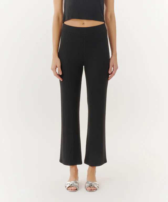 ATM Modal Rib Cropped Kick Flare Pant - Black