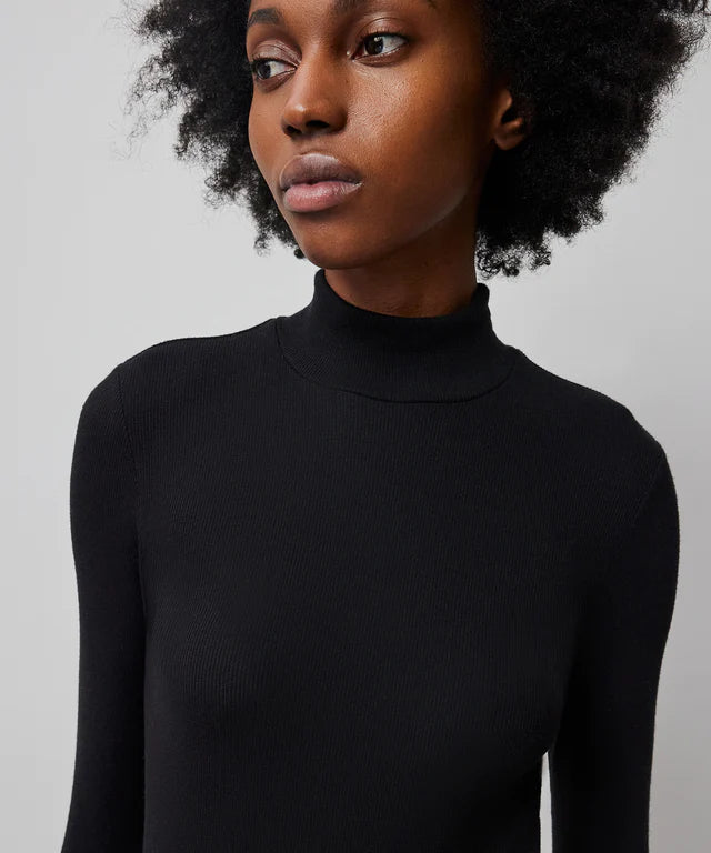 ribbed modal turtleneck maxi dress Eterne Long Sleeve Turtleneck Maxi Dress
