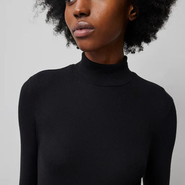 ATM Modal Rib Long Sleeve Mock Neck Dress - Black Bluebird ATM Modal Rib Long Sleeve Mock Neck Dress - Black Bluebird