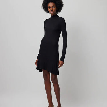 ATM Modal Rib Long Sleeve Mock Neck Dress - Black ATM Modal Rib Long Sleeve Mock Neck Dress - Black