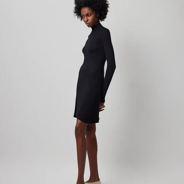 ATM Modal Rib Long Sleeve Mock Neck Dress - Black Bluebird ATM Modal Rib Long Sleeve Mock Neck Dress - Black Bluebird