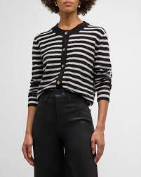 ATM Wool Cashmere Stripe Cropped Cardigan