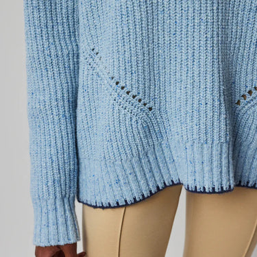 ATM Multicolor Heather Merino Blend Crew Neck Sweater - Heather Denim Blue