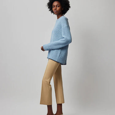 ATM Multicolor Heather Merino Blend Crew Neck Sweater - Heather Denim Blue