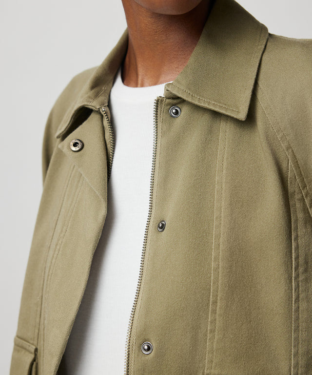 ATM Washed Cotton Twill Swing Jacket - Oil Green