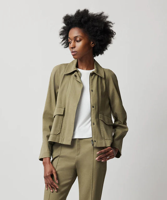 ATM Washed Cotton Twill Swing Jacket - Oil Green