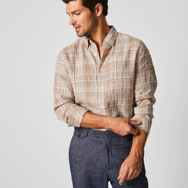Billy Reid Linen Line Plaid Wilson Shirt