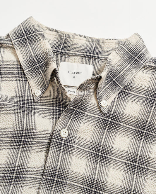 Billy Reid Shadow Plaid Seersucker Tuscumbia Shirt