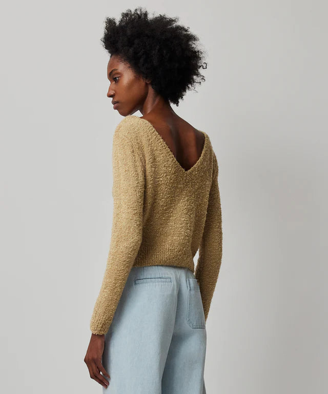 ATM Wool Blend Boucle Long Sleeve Low Back Sweater - Soft Fawn