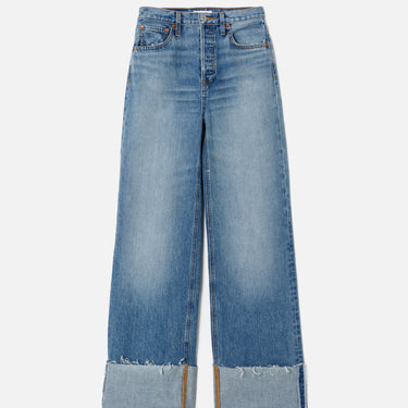 RE/DONE High Rise Wide Leg Cuff Jeans